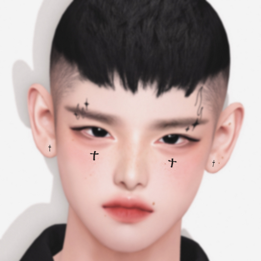 evo x cross tattoo (face, ears) - tint okay