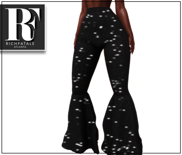 $RICH FATALE -SEQUINED FLARE PANTS - ONYX