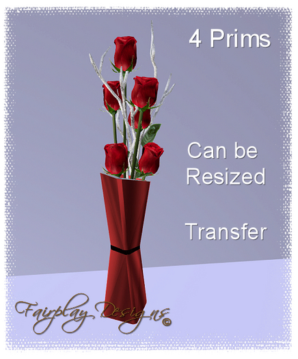 ~R~Red Valentine Roses in Modern Vase~