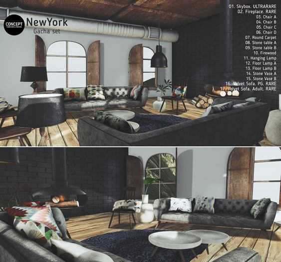 Concept} *02. NEWYORK. Fireplace. RARE