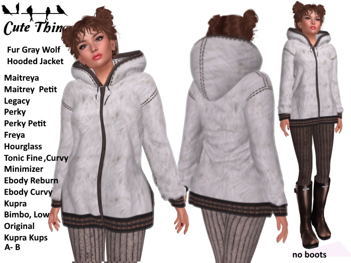 [CT] Fur Hoodie Jacket - Artic Wolf - Maitreya - Kupra - Legacy - Tonic - Reborn - Freya - Hourglass - Kups - Ebody-DEMO