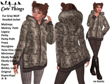 [CT] Fur  Hoodie Jacket - Grey Wolf - Maitreya - Kupra - Legacy - Tonic - Reborn - Freya - Hourglass - Kups - Ebody-DEMO
