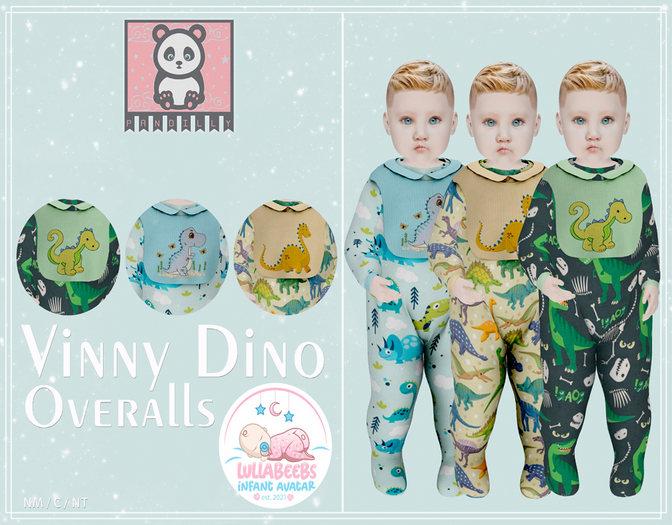 [P] Vinny Dino Overalls {Lullabeebs}