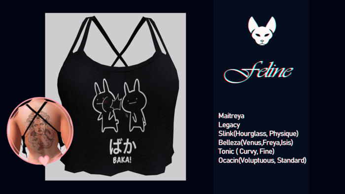 Feline - Cross Back Crop Top - Baka