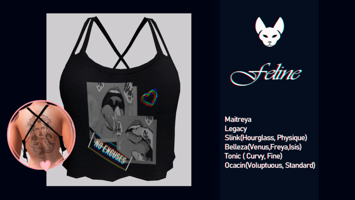 Feline - Cross Back Crop Top - No excuses