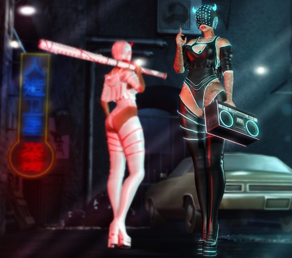 AsteroidBox. Neon Thigh Boots - Slink HG RARE