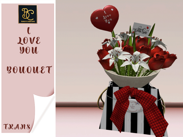 BMC3917 - I LOVE YOU - BOUQUET OF ROSES & LILIES