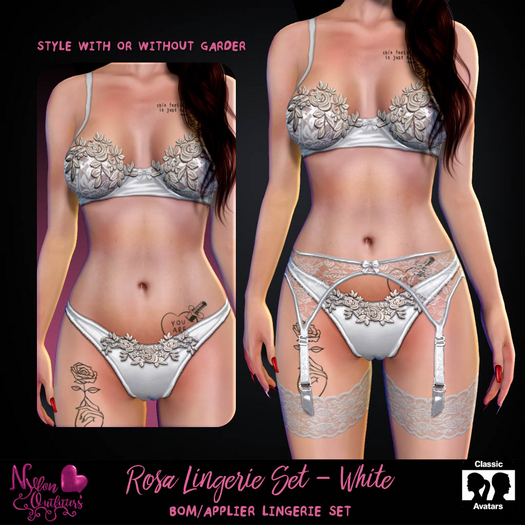 (NO) Rosa Lingerie Set - White