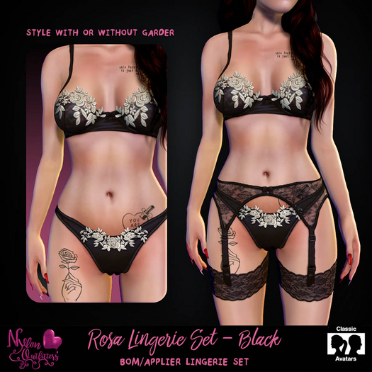 (NO) Rosa Lingerie Set - Black