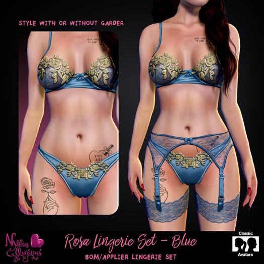 (NO) Rosa Lingerie Set - Blue
