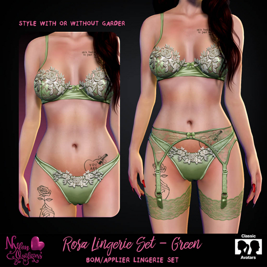 (NO) Rosa Lingerie Set - Green