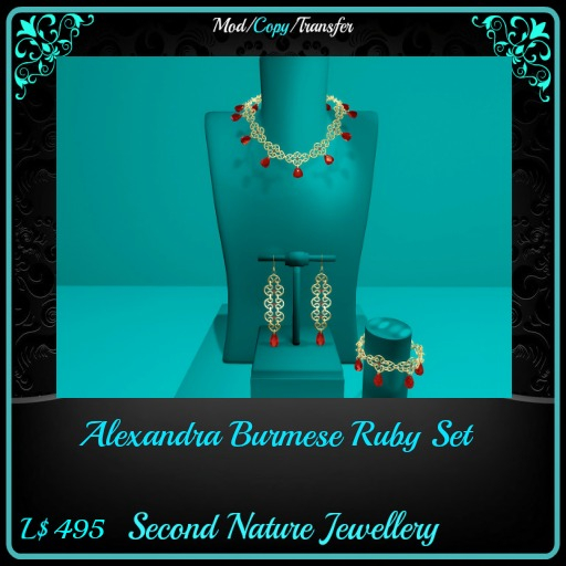 SNJ Alexandra Burmese Ruby Set NEW Add & Click!