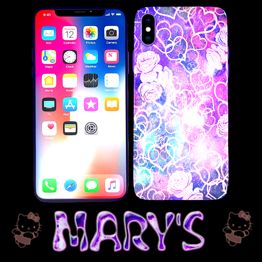 PHONE X FLOWERS+HEARTS PURPLE
