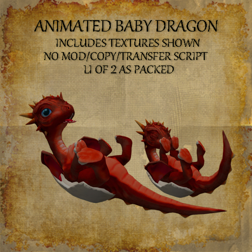 Full Perm Dragon Bad Katz Animated Baby Dragon Red Peek Full perm mesh