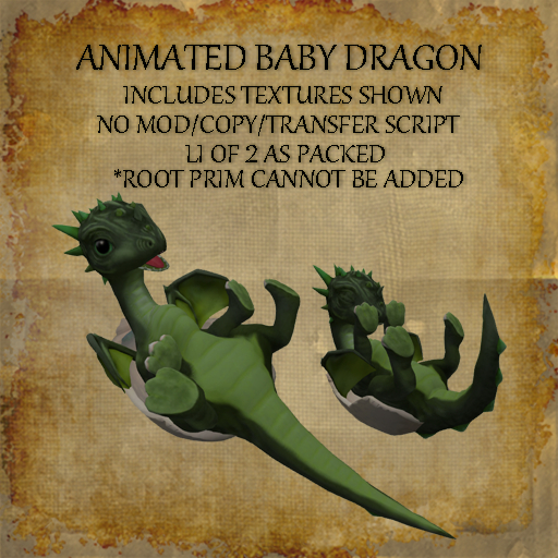 Bad Katz Animated Baby Dragon Green Full perm mesh