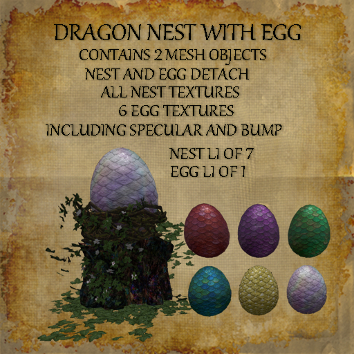 Bad Katz Dragon Nest with Egg  Full perm mesh
