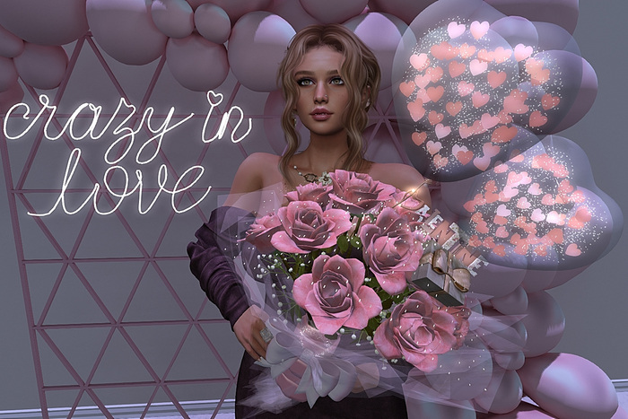 CJ Valentine Roses pink - Cellophane sparkling Hearts