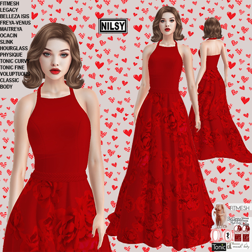 ROSE GOWN,CL&MESH BODY