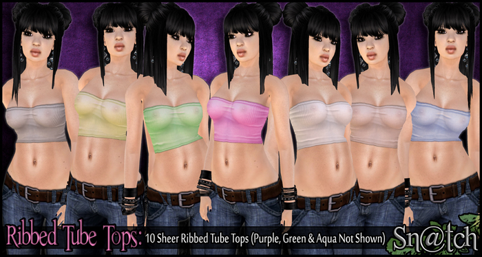 :::Sn@tch Ribbed Tube Tops (Sheer):::