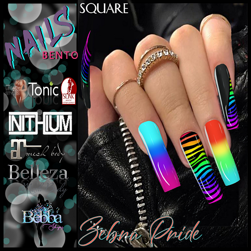 ::BEBBA:: Zebra Pride Nails Square Belleza
