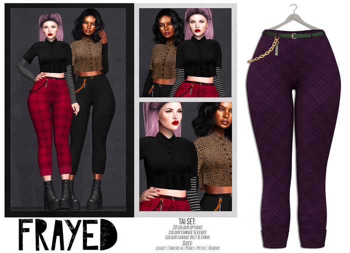 Frayed - Tai Pants - Purple Plaid
