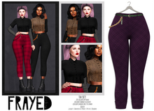 Frayed - Tai Pants - Purple Plaid