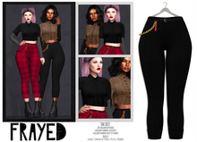 Frayed - Tai Pants - Dark Black Plaid