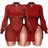 Lilleth Mills x RACY - Matte Red - Dress & Bra Set for Maitreya Kupra Bimbo Legacy Reborn Hourglass Freya