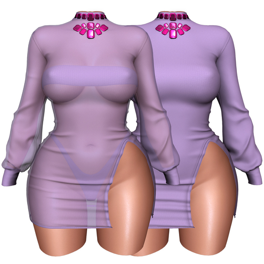 Lilleth Mills x RACY - Matte Lilac - Dress & Bra Set for Maitreya Kupra Bimbo Legacy Reborn Hourglass Freya 