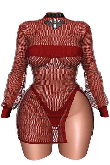 Lilleth Mills x RACY - Net Red - Dress & Bra Set for Maitreya Kupra Bimbo Legacy Reborn Hourglass Freya