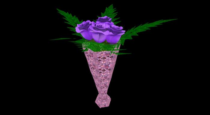 WZ Roses and ferns vase purple