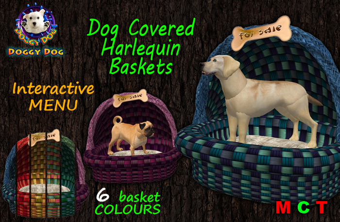 *** DOGGY DOG *** Dog Covered Harlequin Basket for BioBreeds Dog