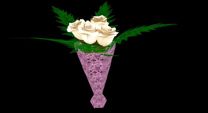 WZ Roses and ferns vase white
