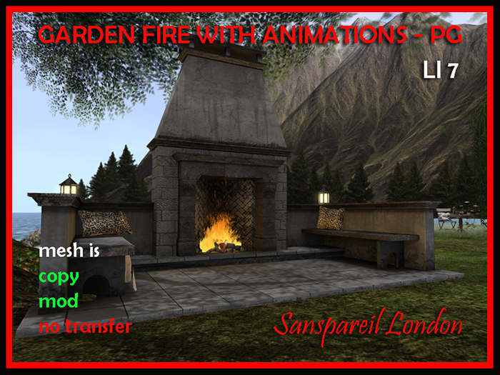 Outdoor Garden Fireplace with Animations LI7 MP