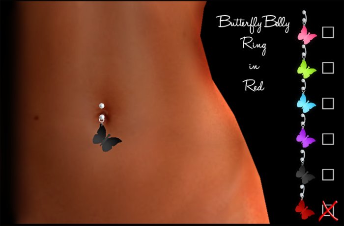 *rockCandy - Butterfly Belly Ring - Red