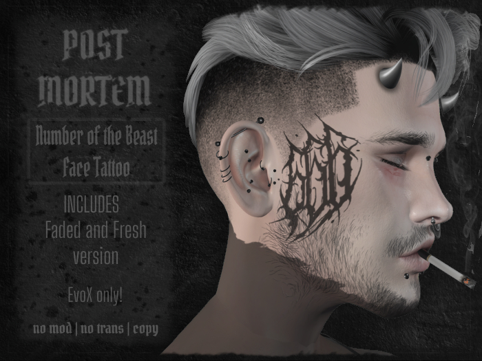 [MORTEM] // Number of the Beast - Face Tattoo - Lelutka EvoX