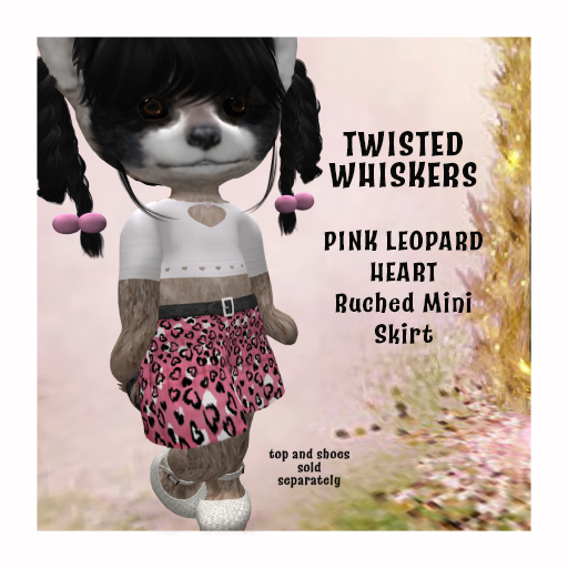 *TW* PINK LEOPARD HEART Ruched Mini Skirt