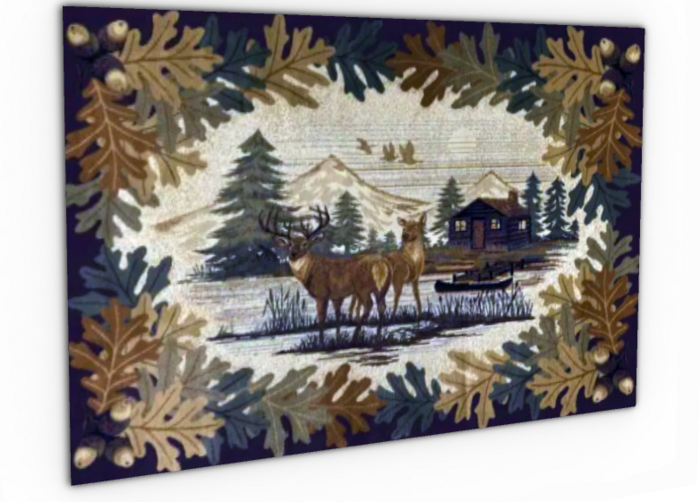 Lodge Rug - Deer at the Lake Cabin