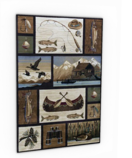Lodge Rug - Lake or River Cabin Themed