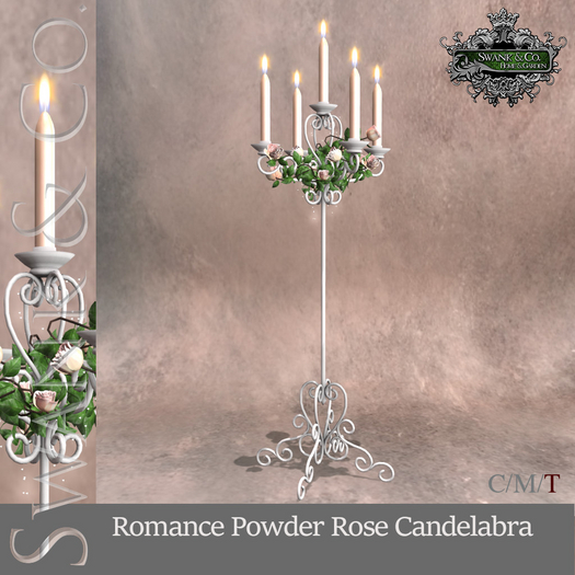 Swank & Co. Romance Powder Rose Candelabra 