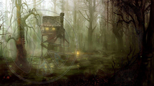 241 - Fantasy - Halloween - Hut in Forest - Dark - Dead Trees - Land Divider - Privacy Screen