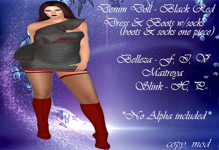 Denim Doll - Black Red