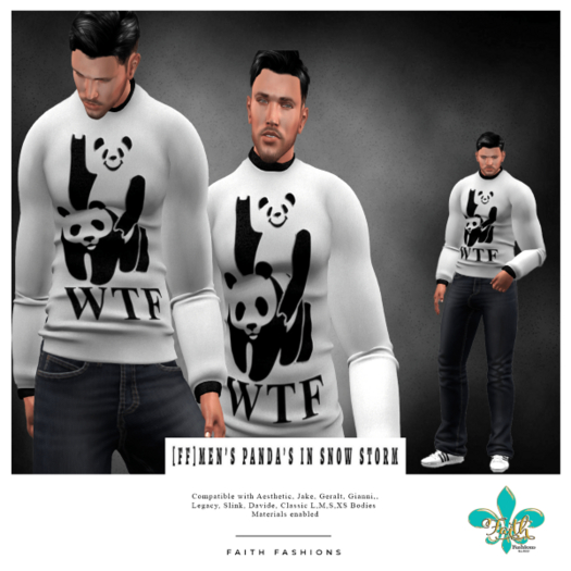[FF]Men's Panda's In Snow Storm Sweater - Delivery HUD