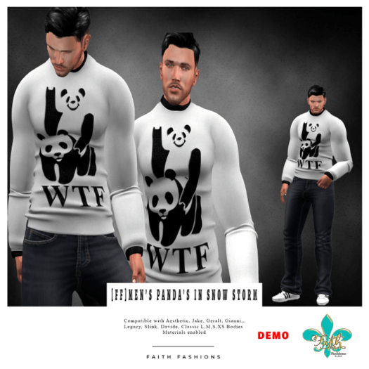 [FF]Men's Panda's In a Snow Storm Sweater - Delivery HUD DEMO