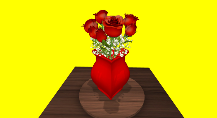 Valentine Red Heart Vase with Red Roses