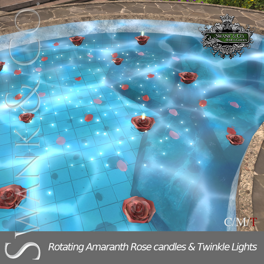 Swank & Co. Rotating Amaranth Rose candles & Twinkle Lights 