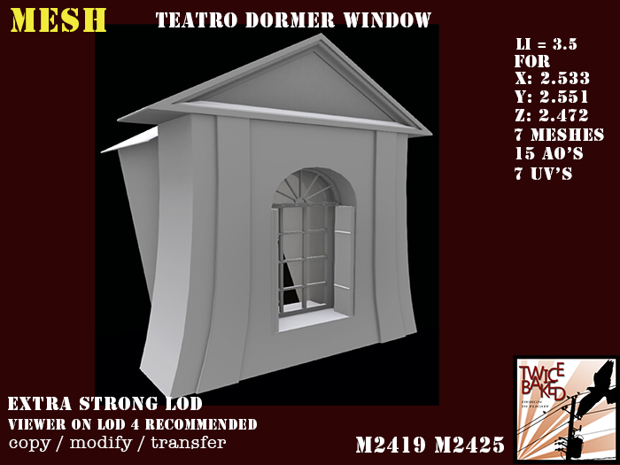 "TB" Teatro gablle dormer window M2419 M2425