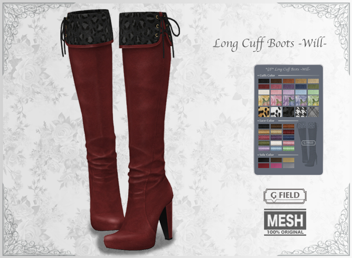 *GF* Will Long Cuff Boots -red