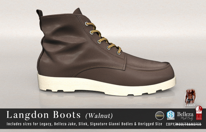 {COLD-ASH} Mens LANGDON Boots (SingleColor-Walnut)