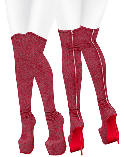 Lush - Overknee Platform Boots Cherry